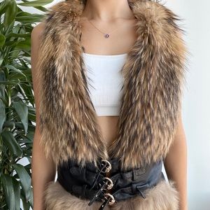 Real fox fur, real leather jacket great condition